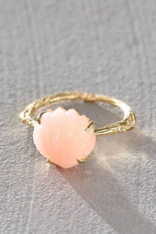 Elisabeth Bell Pink Opal Shell Ring
