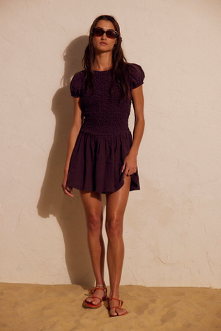 Say Hello Smocked Tunic by free-est at Free People in Brown, Size: S