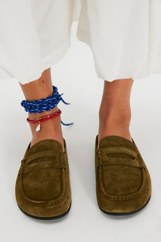 Margarida Loafer Mules by Jeffrey Campbell at Free People in Olive Suede, Size: US 9.5