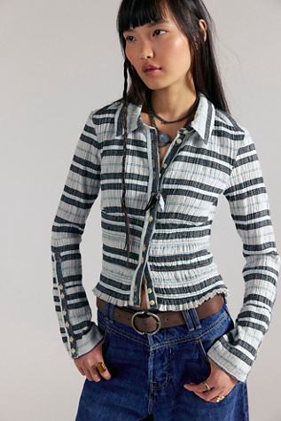 We The Free Little Daydreams Stripe Top at Free People in Black, Size: S