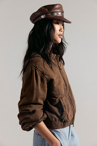 Understated Leather Cadet Hat at Free People in Brown