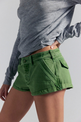 We The Free Incognito Micro Shorts at Free People in Green Treetop, Size: US 8