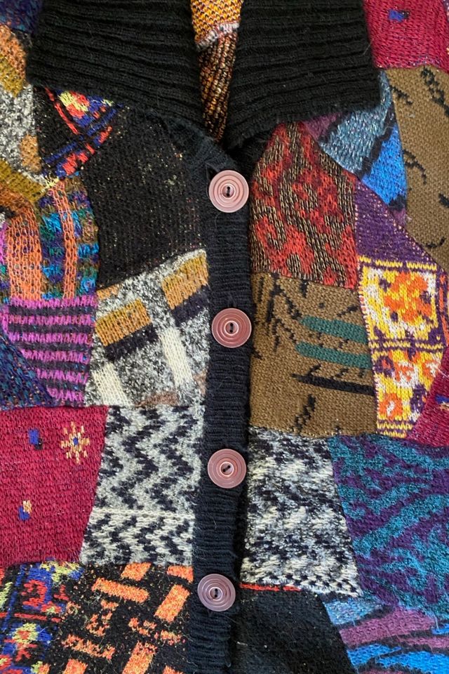 1980s Patchwork Knit Oversized Cardigan Jacket Selected By Ritual Vintage #3