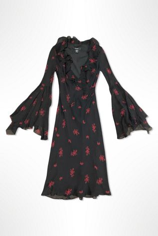1990s Dark Fairy Silk Chiffon Dress Selected By Ritual Vintage