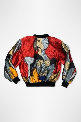 Vintage 1980s Picasso Scarf Print Bomber Jacket Selected By Ritual Vintage