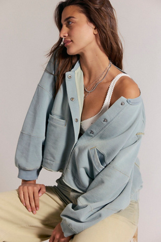 We The Free Jackie Workwear Cardi at Free People in Blue, Size: S