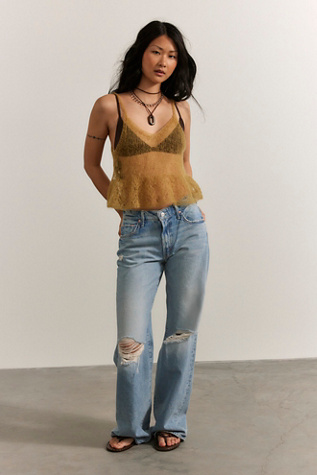 MOTHER The Mid Rise Maven Sneak Jeans at Free People in Light Wash, Size: 26