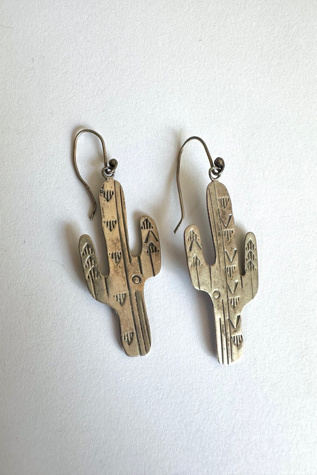 Vintage Sterling Silver Cactus Earrings Selected by Grievous Angel Vintage
