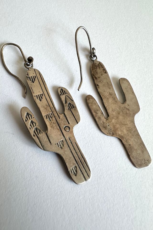 Vintage Sterling Silver Cactus Earrings Selected by Grievous Angel Vintage #1