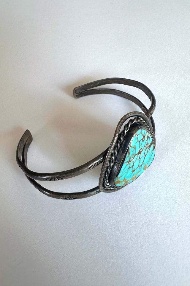 Vintage Sterling and Turquoise Cuff Selected by Grievous Angel Vintage #1