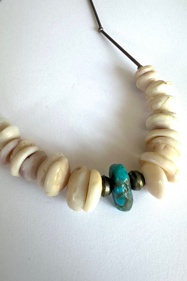 Vintage Sterling Shell and Turquoise Necklace Selected by Grievous Angel Vintage #1
