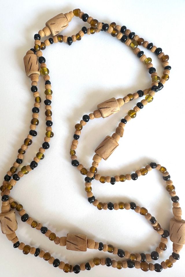 Vintage Wood and Amber Layering Necklace Selected by Grievous Angle Vintage