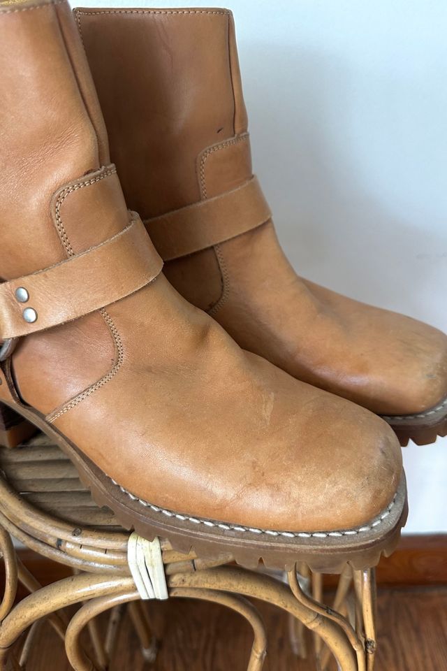 Vintage Tan Leather Moto Ankle Boots Selected by Grievous Angel Vintage #2
