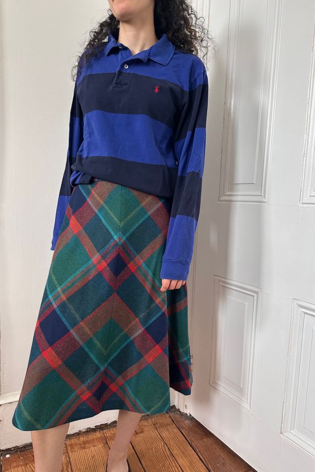 Vintage Wool Blend A-Line Plaid Midi Skirt Selected by KA.TL.AK #1