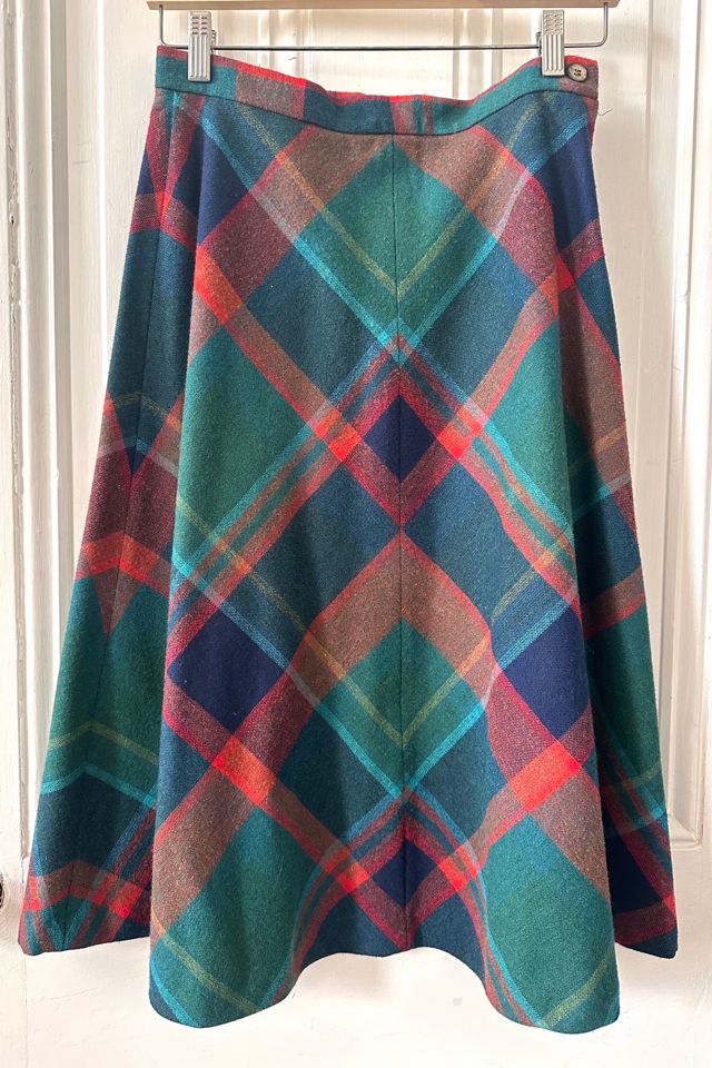 Vintage Wool Blend A-Line Plaid Midi Skirt Selected by KA.TL.AK #2
