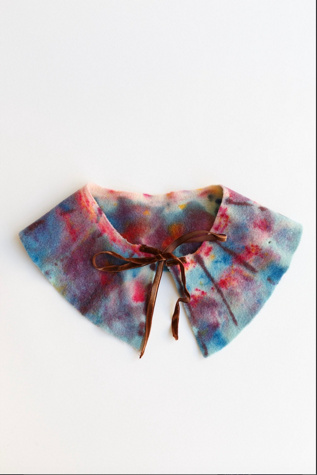 Vintage Wool Hand Dyed Confetti Collar with Velvet Ribbon Selected by KA.TL.AK