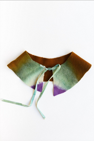 Vintage Wool Hand Dyed Ombre Collar with Velvet Ribbon Selected by KA.TL.AK
