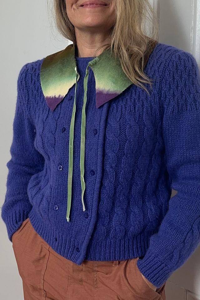 Vintage Wool Hand Dyed Ombre Collar with Velvet Ribbon Selected by KA.TL.AK #1