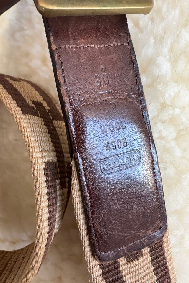 Vintage Coach Preppy Wool and Leather Belt with Brass Hardware Selected by KA.TL.AK #2