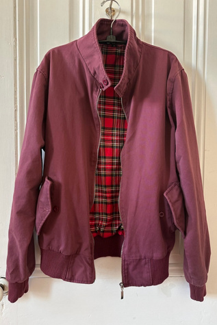Burgundy Cotton Bomber Style Jacket with Plaid Lining Selected by KA.TL.AK