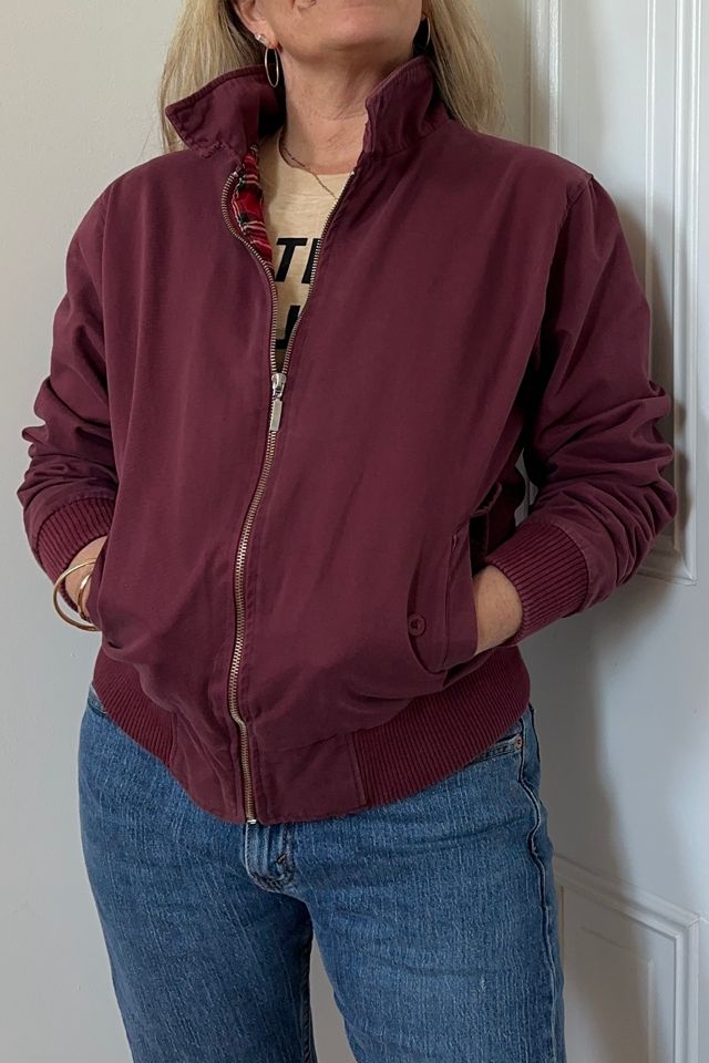 Burgundy Cotton Bomber Style Jacket with Plaid Lining Selected by KA.TL.AK #2