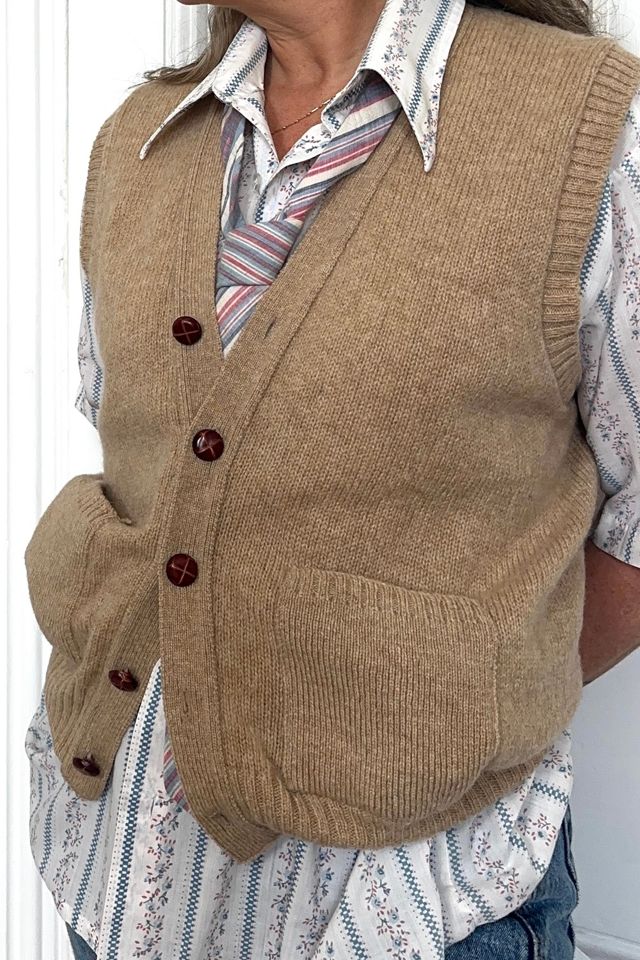 Vintage Beige Wool Cardigan Vest Selected by KA.TL.AK #3