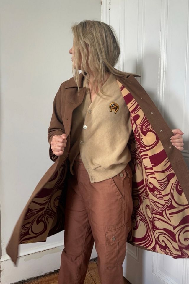 Vintage Handmade Copper Plaid Overcoat with Swirl Lining Selected by KA.TL.AK #1