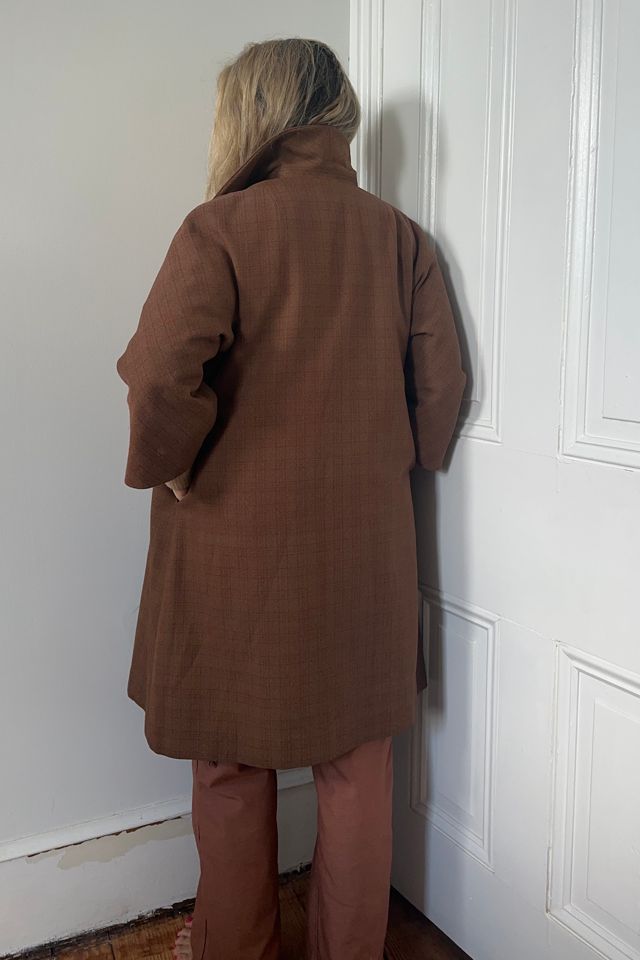 Vintage Handmade Copper Plaid Overcoat with Swirl Lining Selected by KA.TL.AK #2