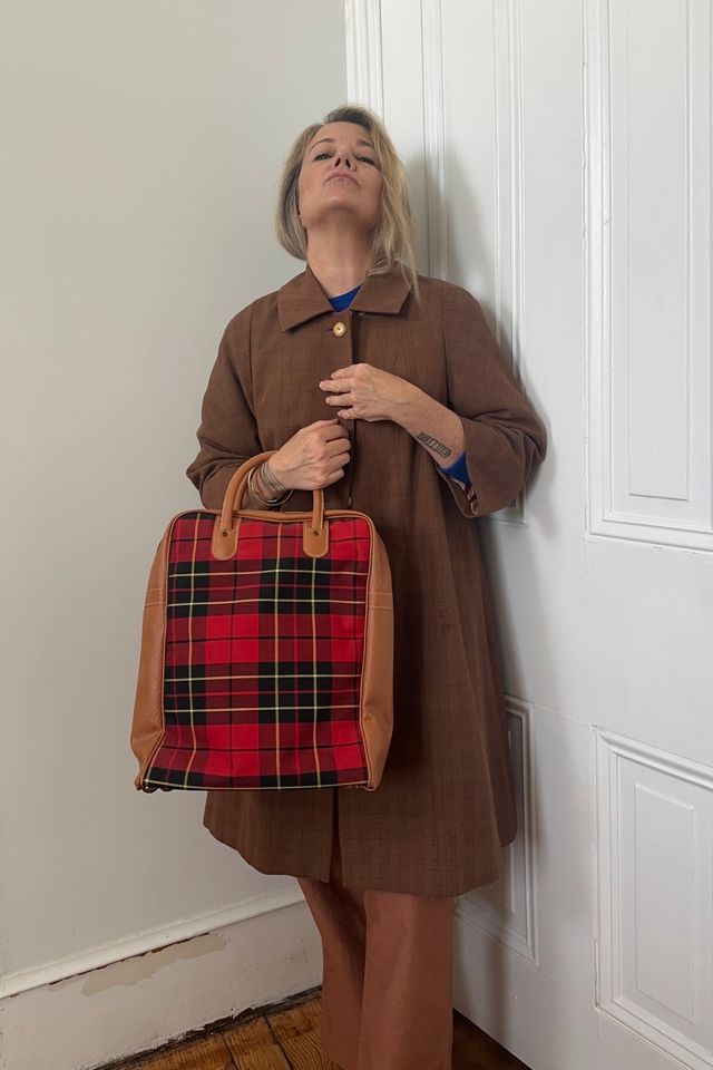 Vintage Handmade Copper Plaid Overcoat with Swirl Lining Selected by KA.TL.AK #3