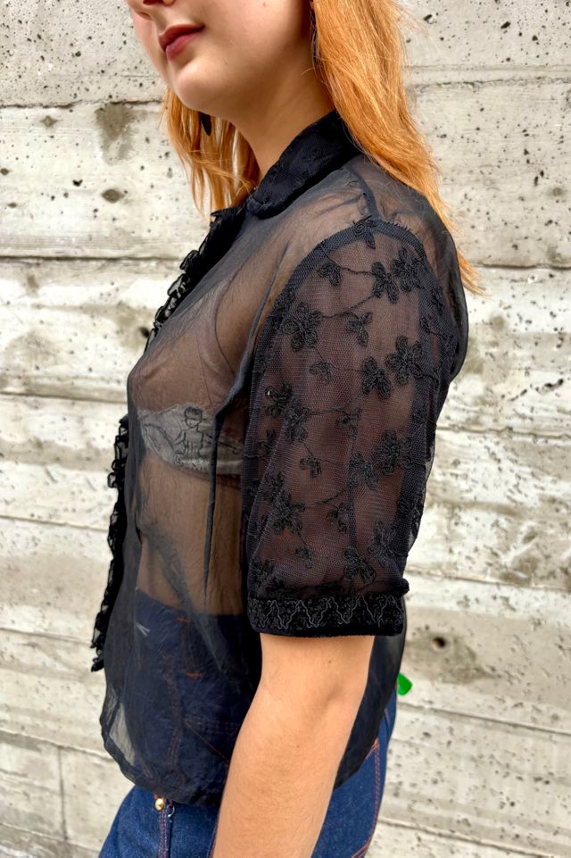 1990’s Sheer Black Lace embroidered Blouse Selected by Nomad Vintage #2