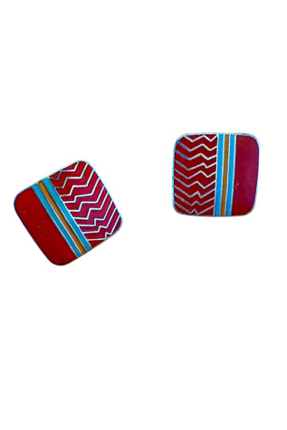 1980s Laurel Burch Ahktar Enamel Earrings Selected by Personal Choice