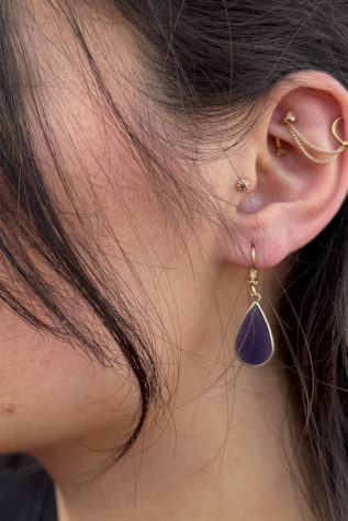 1980s Laurel Burch Teardrop Enamel Earrings Selected by Personal Choice