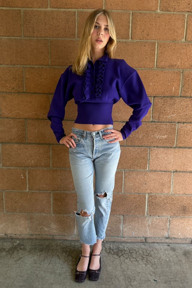 1980s Ruffled Ungaro Sweater with Blouson Sleeves Selected by Personal Choice