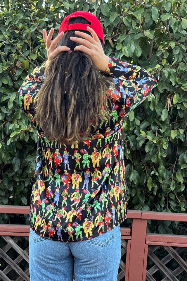 1990s Silk Commedia dell'Arte Print Slouch Blazer Selected by Personal Choice #2