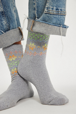 Frosty Fairisle Socks by Free People in Grey