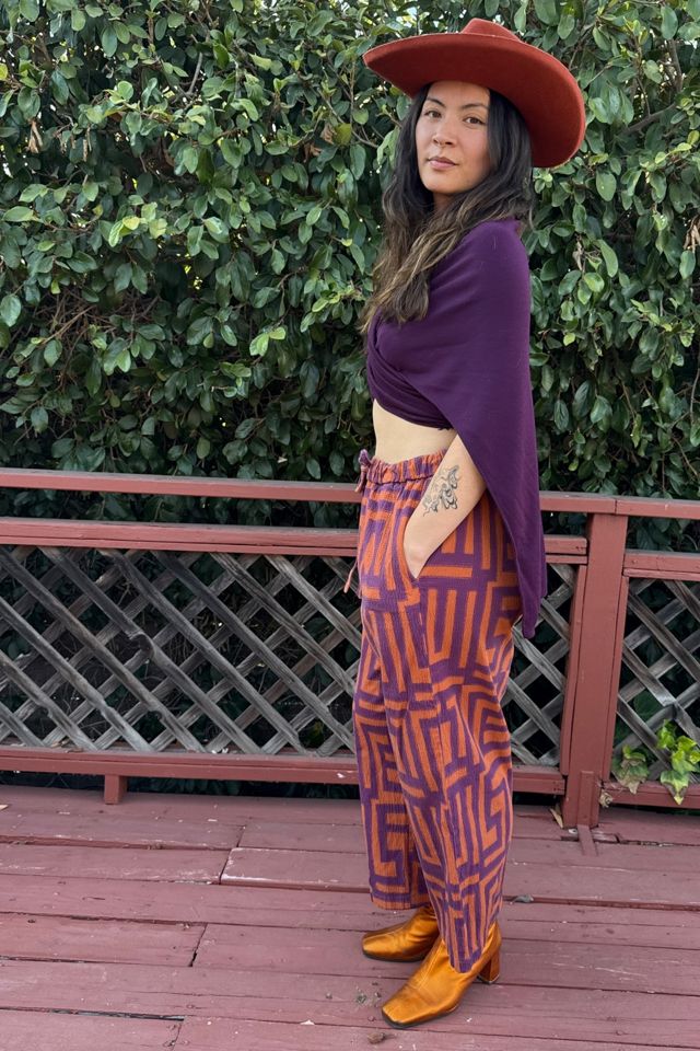 Textured Wide Leg Geometric Print Pants Selected by Personal Choice #1