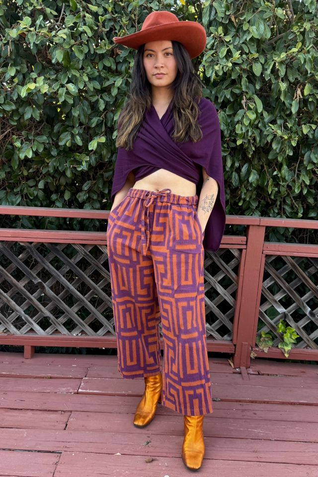 Textured Wide Leg Geometric Print Pants Selected by Personal Choice #2