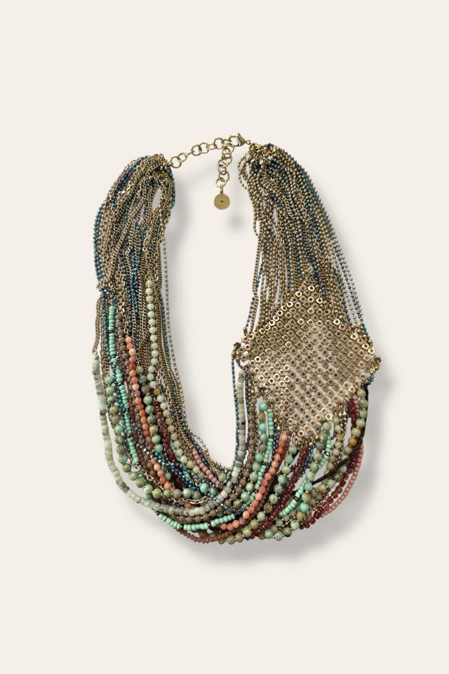 Y2K Metal Mesh Strand Beaded Necklace Selected By Afterlife Boutique #1