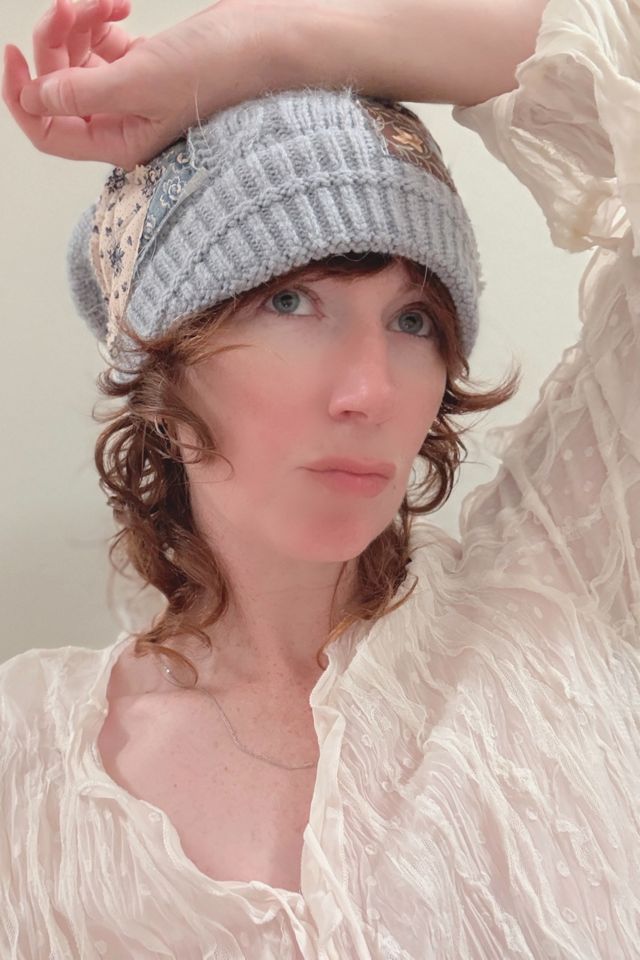 Vintage Reconstructed Patchwork Angora Cable Knit Beanie Selected By Afterlife Boutique #1
