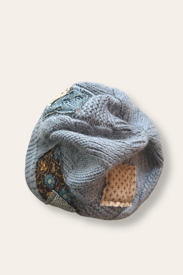 Vintage Reconstructed Patchwork Angora Cable Knit Beanie Selected By Afterlife Boutique #3
