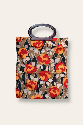 Vintage 1960's Floral Print Tote Bag Selected By Afterlife Boutique