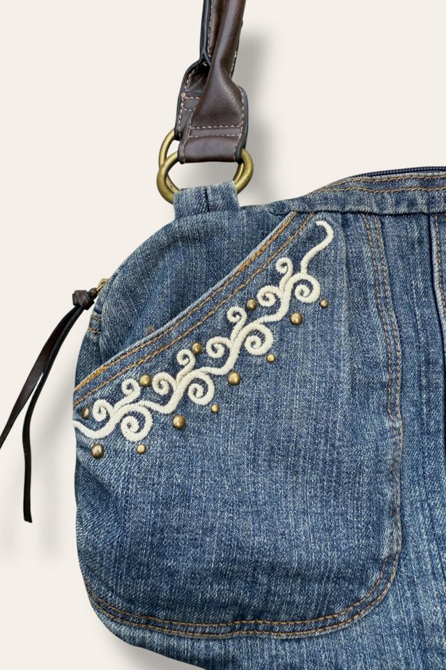 Y2K Embroidered Studded Denim Bag Selected By Afterlife Boutique #1