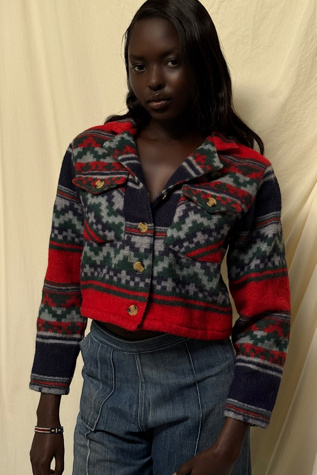 Vintage 1990's Cropped Wool Jacket Selected By Afterlife Boutique