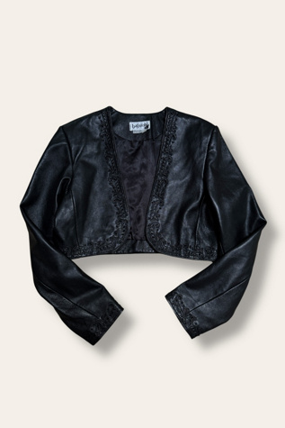 Vintage 1990's Cropped Beaded Leather Jacket Selected By Afterlife Boutique