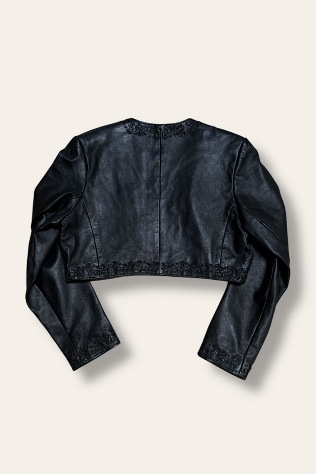 Vintage 1990's Cropped Beaded Leather Jacket Selected By Afterlife Boutique #2
