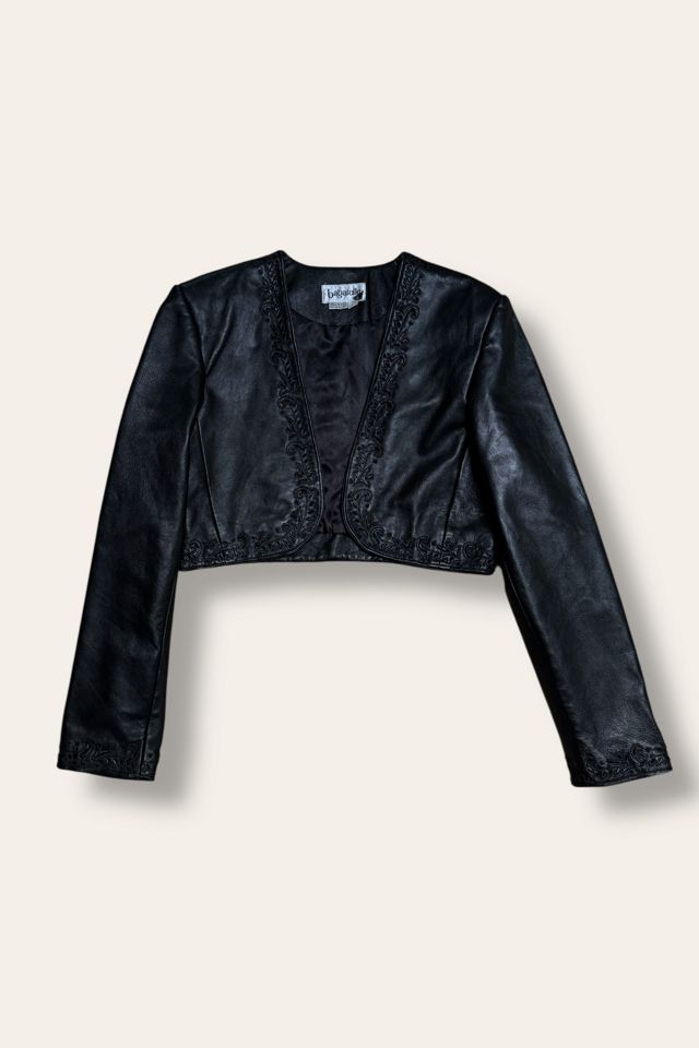 Vintage 1990's Cropped Beaded Leather Jacket Selected By Afterlife Boutique #3