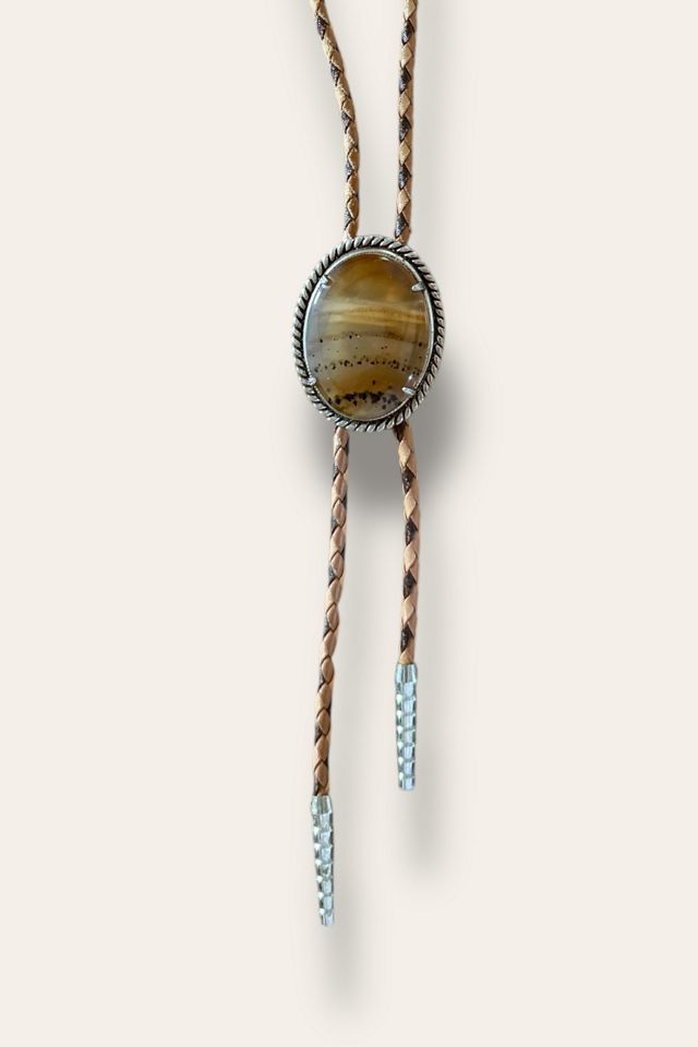 Vintage 1970's Agate Bolo Tie Necklace Selected By Afterlife Boutique #1