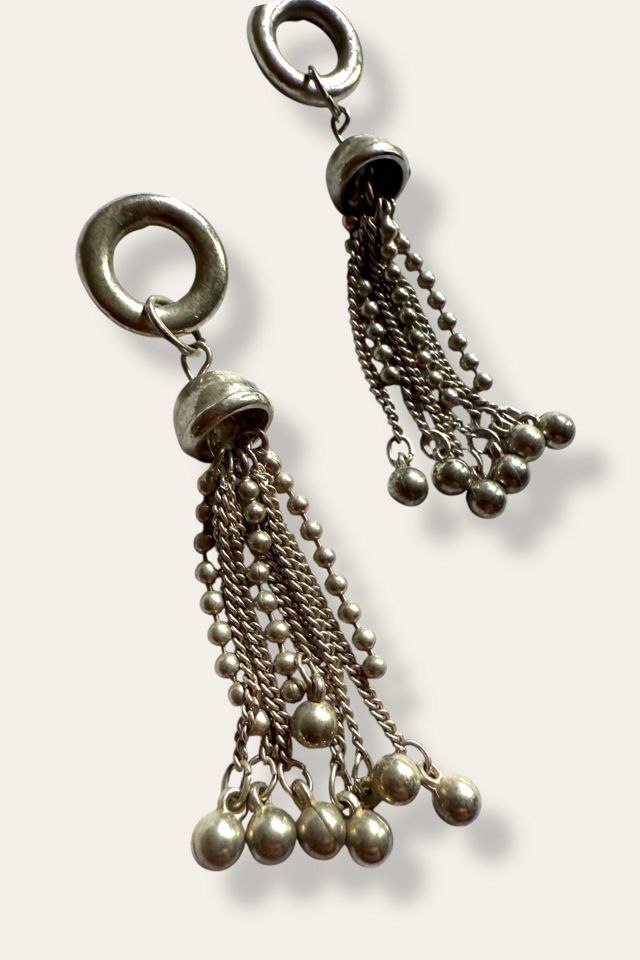 Vintage 90's Silvertone Drop Earrings Selected By Afterlife Boutique #1