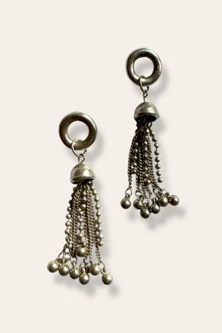 Vintage 90's Silvertone Drop Earrings Selected By Afterlife Boutique