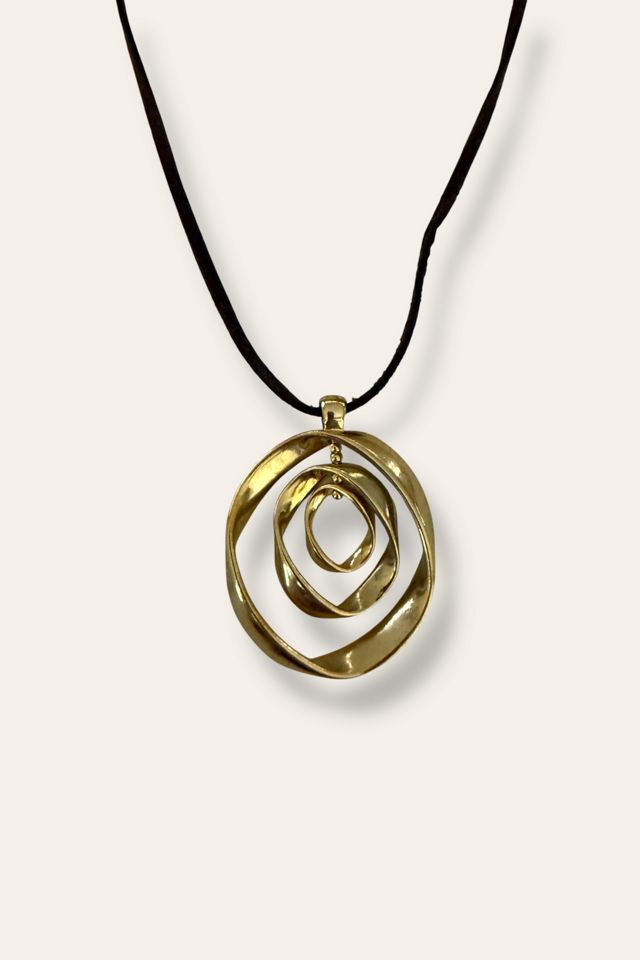 Y2K Goldtone Warped Hoops Necklace Selected By Afterlife Boutique #1